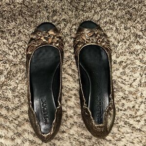 THE FLEXX pewter/bronze Peep-Toe Flats